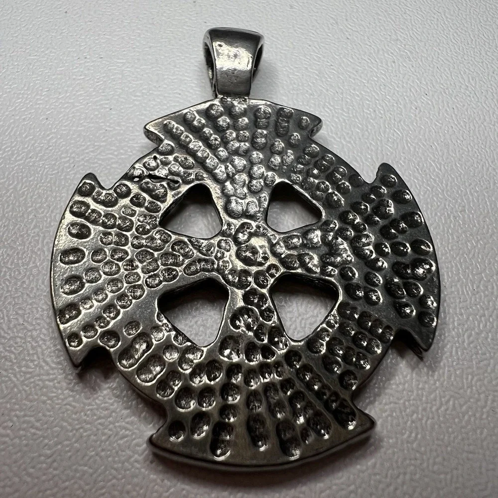 Silver-Colored Celtic Cross Pendant Intricate Knotwork Central Knot - Picture 4 of 4